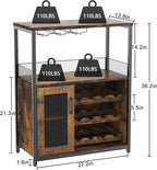 GAOMON Wine Bar Cabinet with Detachable Wine Rack, Wood Bar Cabinet with Storage Space & Glass Holder, Mesh Door, Small Modern Buffet Sideboard for Liquor and Glasses