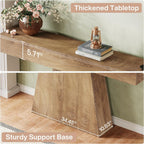 Tribesigns 63" Console Table, Farmhouse Entryway Table with Trapezoidal Base, Narrow Long Wood Sofa Table Behind Couch Table for Entrance, Hallway, Living Room, Natural