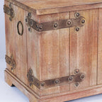 Household Essentials Victorian Style Decorative Trunk in Chinese Fir Wood with Metal Accents, Natural
