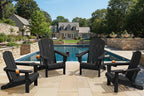 SERWALL Folding Adirondack Chair, Dual Cup Holders, Wood-Like Patio Chair for Backyard, Camping，Pool & Fire Pit- Black