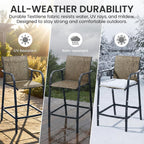 Crestlive Products Outdoor Bar Stools Set of 2, Heavy Duty Patio Furniture, Bar Height Tall Chairs with Armrest and Footrest, Textilene Fabric for Bistro, Lawn, Poolside, Backyard, Kitchen (Brown)