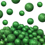 Green Glitter Foam Balls for Crafts, About 625 Mini Decorative Vase Filler Balls, Sparkly Table Scatter Confetti Decorations, 3/8" to 3/4", Green Party, Holiday, Wedding & DIY Décor