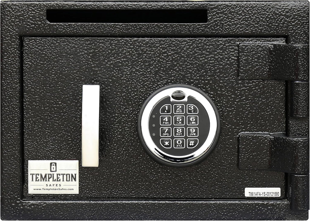 T861 Compact Depository Drop Safe With Electronic Multi-User Keypad Combination Lock with Key Backup, Black, .57 CBF Capacity