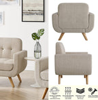 Rosevera Elena Contemporary Accent Armchair with Linen Upholstery Living Room Furniture, Natural
