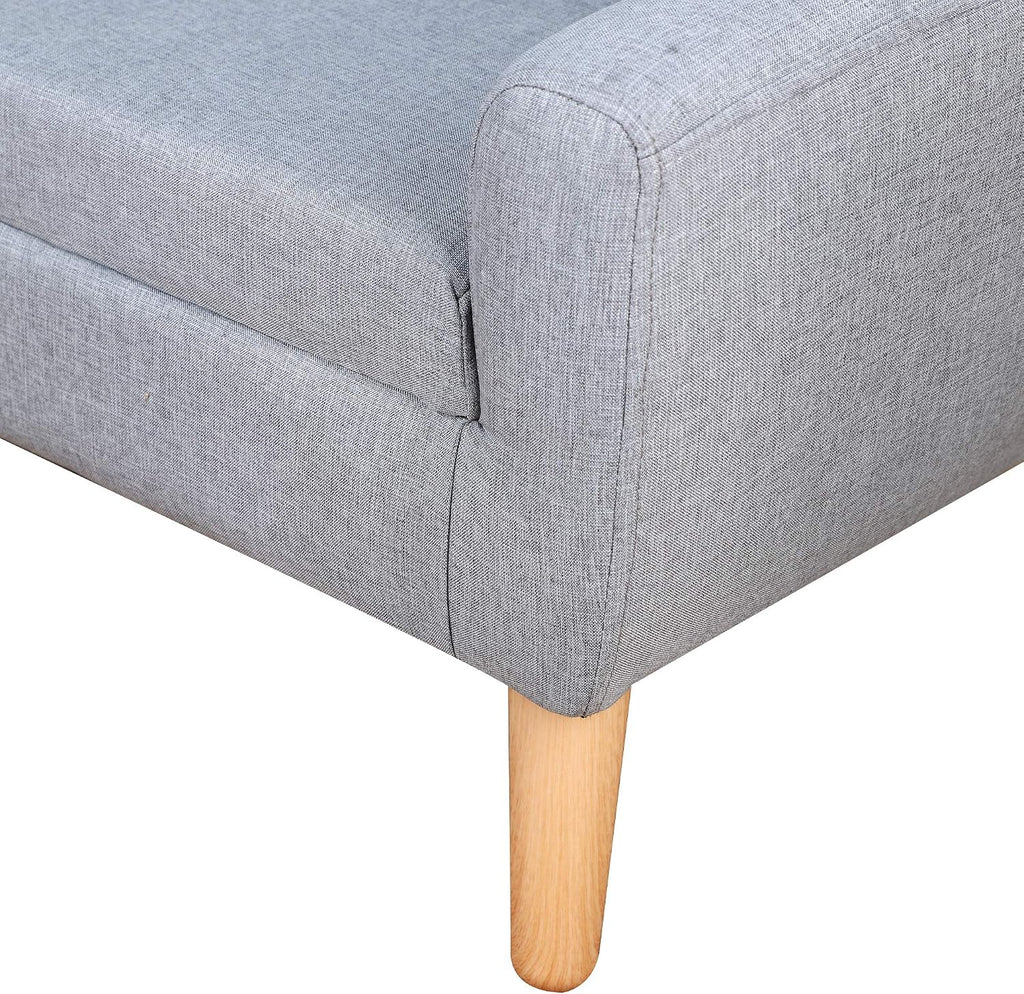 Qaba 2-Seat Kids Sofa, Toddler Sofa Couch, Linen-Like Fabric and Wooden Frame Sofa Chair for Ages 3-7, 11" High Seat, Gray