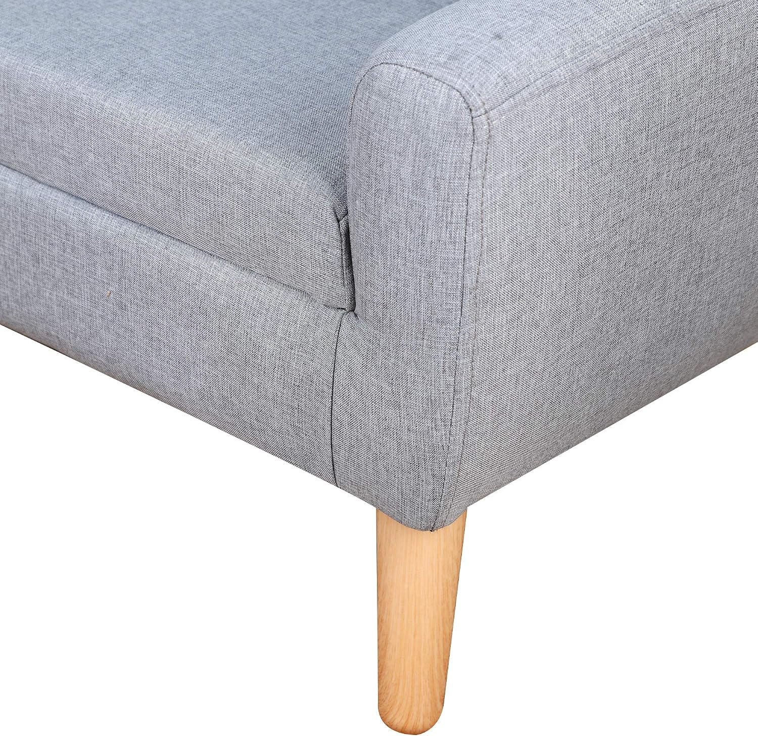 Qaba 2-Seat Kids Sofa, Toddler Sofa Couch, Linen-Like Fabric and Wooden Frame Sofa Chair for Ages 3-7, 11" High Seat, Gray