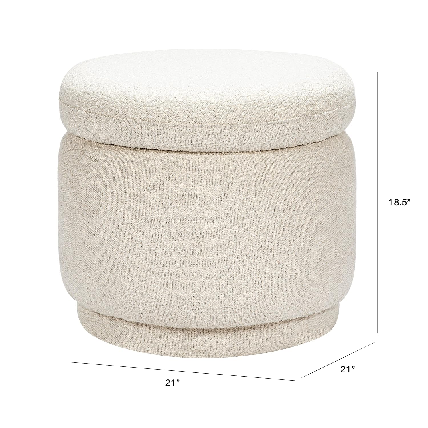 Babyletto Enoki Storage Ottoman in Ivory Boucle, Greenguard Gold and CertiPUR-US Certified