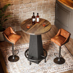 Tribesigns Bar Table, 37.4" High Round Pub Table for Small Bars, Dining Room, Kitchen, Brown and Black (Only Table)