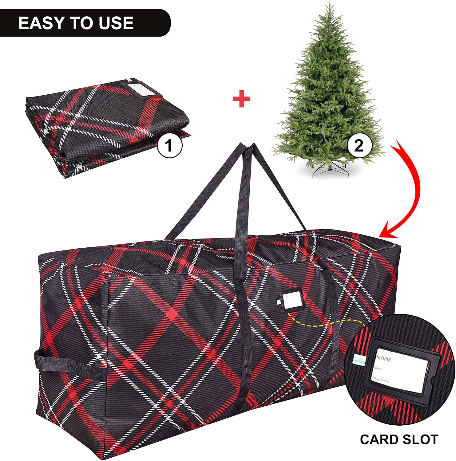 Christmas Heavy Duty Tree Storage Bag | Fits Up to 9 Ft. Tall Disassembled Xmas Tree | 25" X 20" X 65" | Durable 600D Oxford Material | Heavy Duty Holiday Storage Container (Plaid, 9ft)
