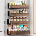 Vetacsion 4 Pack Moveable Fridge Magnetic Spice Racks,Metal(Wood)