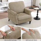 Accent Chair for Living Room, Modern Mid Century Reading Chair Armchair High Back Upholstered Armchair with Wooden Legs for Living Room Bedroom Office (Brown, 1PCS)