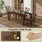 AMERLIFE 6-Piece Farmhouse Dining Table Set, 59" Wooden Kitchen Table with 4 Chairs and Bench, Space-Saving Rustic Dining Room Set for 6, Walnut