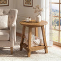 LITTLE TREE End Table for Living Room, 2-Tier Sofa Couch Table with Storage, Farmhouse Small Solid Wood End Table, Sofa Side Table for Living Room, Bedroom and Balcony (23.62" W x 25.98" H)