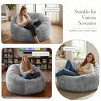 ZurNesfure Bean Bag Chair for Adults, 3FT Giant Bean Bag with Filler & Machine Washable Cover, Fluffy Bean Bag Chairs Oversized Beanbag Lounge Chair for Living Room, Bedroom Dorm (Grey, Medium)