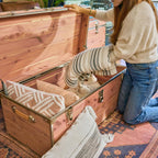 Rhino Trunk & Case Knotty Cedar Chest – Large Storage Box, Coffee Table, End of Bed Trunk or Entryway Storage Bench – 32"x18"x14" USA-Made, Furniture Grade, Heirloom Aesthetic – Strong and Secure