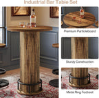 Tribesigns Round Bar Table with Chairs, Industrial Bistro Sets with 2 barstools, Pub Cocktail Table with Metal Ring Footrest for Kitchen Nook, Apartment, Small Space