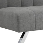 OSP Home Furnishings Sawyer Convertible Futon Sofa with Easy Lift and Stainless Steel Legs, Grey Fabric
