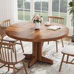 Garvee 47 Inch Round Dining Table for 4, Farmhouse Kitchen Dining Room Circle Dinner Table, Kitchen Dining Room Furniture, Walnut (Table Only)
