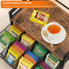 Homode Tea Bag Organizer, Wood Tea Organizers and Storage Chest, Teabag Holder with Storage Drawer,Tea Station Chest Display Container Box for Countertop Kitchen, Rustic Brown