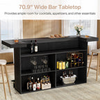 Tribesigns 70.9" Extra Large Bar Table, 4-Tier Storage Home Bar with Wine Glass Rack & Footrest, 2-in-1 Kitchen Island & Pub Table, Wooden Bar Unit for Kitchen, Living Room, Party