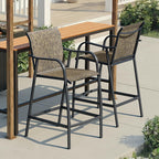 Crestlive Products Outdoor Bar Stools Set of 2, Heavy Duty Patio Furniture, Bar Height Tall Chairs with Armrest and Footrest, Textilene Fabric for Bistro, Lawn, Poolside, Backyard, Kitchen (Brown)