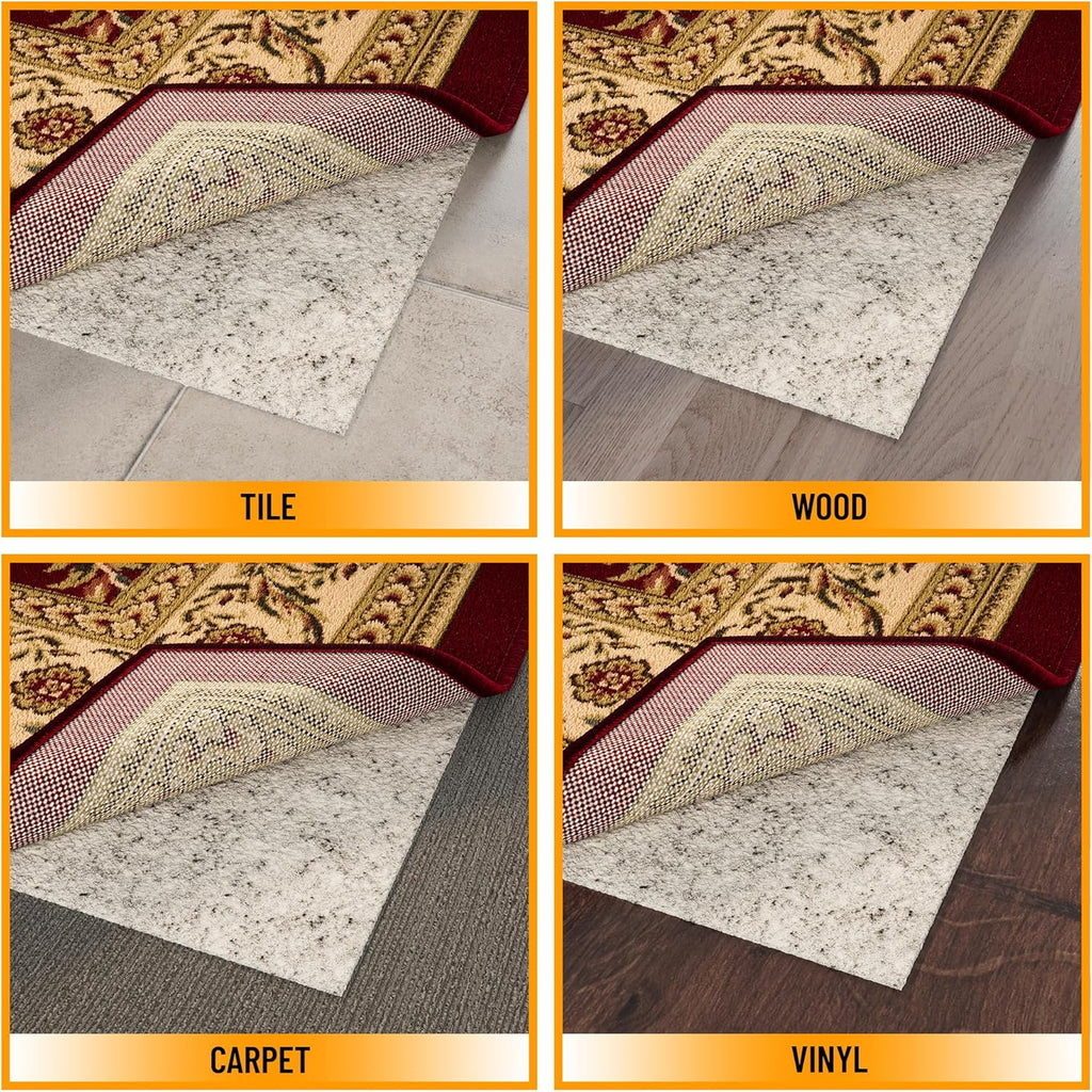 Ottomanson Non Slip Rug Pad Grip 3x9 1/8 Thick, Protection for Any Flooring Surface, Keep Your Runner Rug and Area Rugs in Place, 2'7" x 9', Beige
