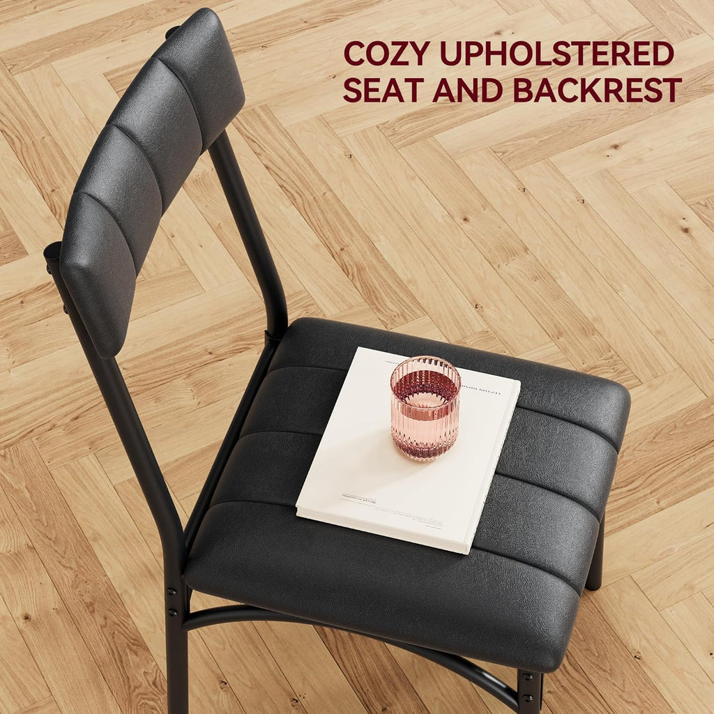 Kitchen Table and Chairs for 4, Rectangular Dining Set with Upholstered Chairs, Perfect for Small Spaces, Rustic Black