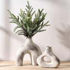 SIDUCAL Ceramic Vase Set of 2 for Minimalist Bohemian Decor | Irregular Hollow Donut Vases for Home Decor, Wedding, Living Room, Shelf, Office, Entryway, Mantel Decoration,Brown