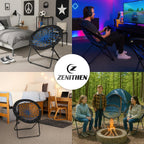Zenithen 29” Bunjo Bungee Chair, Indigo (Pack of 2) | Foldable. Lightweight, Portable, Collapsible Seating