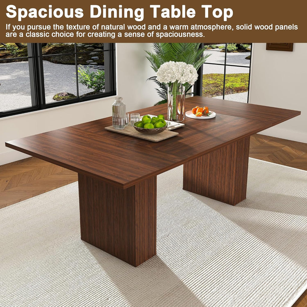 79" Wood Dining Table, Walnut Brown Wood Grain