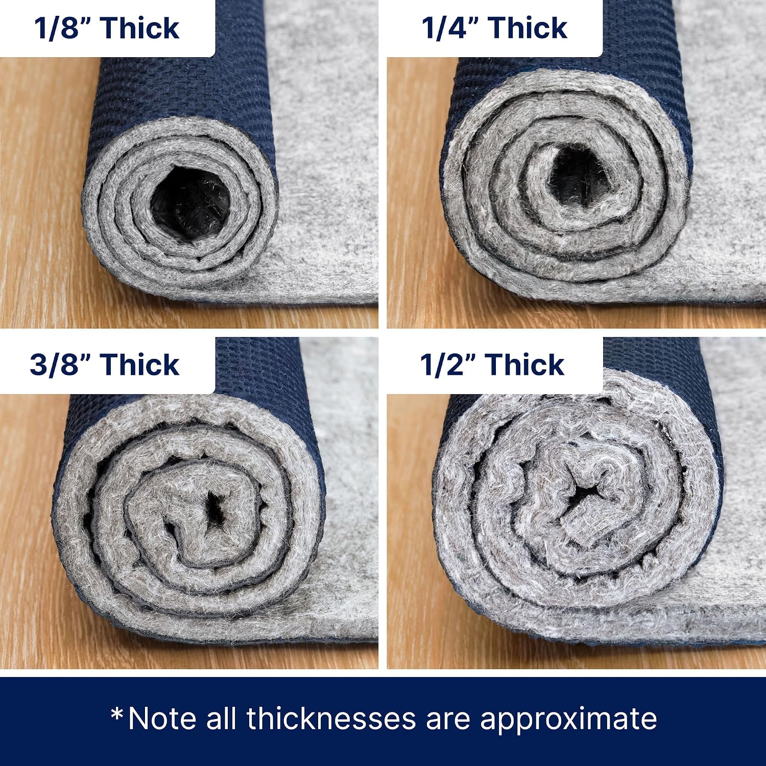 RUGPADUSA - Eco-Complete - 4'x6' - 1/4" Thick - Premiere Felt and Rubber Non-Slip Rug Pad, Made in USA, Low VOCs, 5-Year Warranty