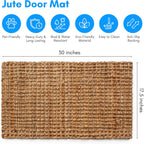 PLUS Haven Jute Doormat - Size: 17.5-Inches x 30-Inches - Pile Height: 1-Inch - Doormat Outdoor Entrance, Front Porch Door Mat, Easy to Clean Entry Mat, Outdoor and Indoor Uses, Home Decor