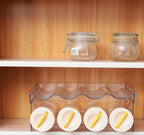 IEEK Plastic Stackable Bottle Storage Holder Rack Holds 16 Bottles,Free-Standing Water Bottle/Wine and Drink Organizer Shelf for Kitchen Cabinet,Fridge,Countertop,Pantry,Freezer,4 PackX4 Bottles,Clear