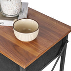 VECELO Nightstand Set of 2, X-Design End Side Table with Fabric Storage Drawer and Open Shelf, Bedside Night Stand with Steel Frame for Bedroom, Living Room,Dorm, Easy Assembly, Classic Brown