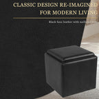 HomePop 17.5" Storage Ottoman with Tray Top - Black Faux Leather
