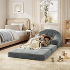 Yaheetech 93" Folding Sofa Bed Convertible Sofa 2 in 1 Sleeper Chair Bed Foldable Couch with Handle Chenille Couch for Living Room, Bedroom, Apartment Gray