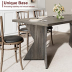 GarveeHome 70.9'' Dining Table for 6, Farmhouse Rectangular Kichen Table with Sturdy Frame and “V” Leg, Wooden Thickened Long Desk and Dinner Desk for Dining Room, Kitchen, Office, Game Room(Grey)