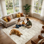 8x10 Area Rugs Living Room: Washable Non Slip Soft Abstract Beige Rugs for Bedroom Dining Deor, Low Pile Stain Resistant Indoor Carpet for Farmhouse Nursery Office Kid & Pet Friendly