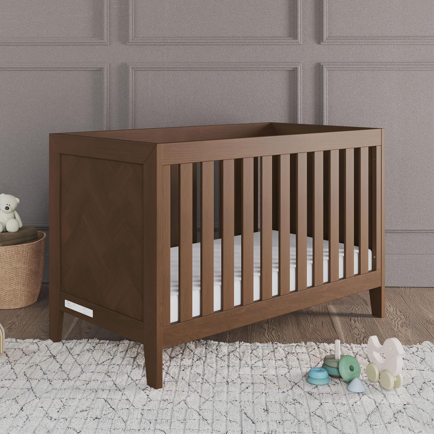 Child Craft Kieran Crib and Dresser Nursery Set, 2-Piece, Includes 3-in-1 Convertible Crib and 3-Drawer Dresser, Grows with Your Baby (Toasted Chestnut)