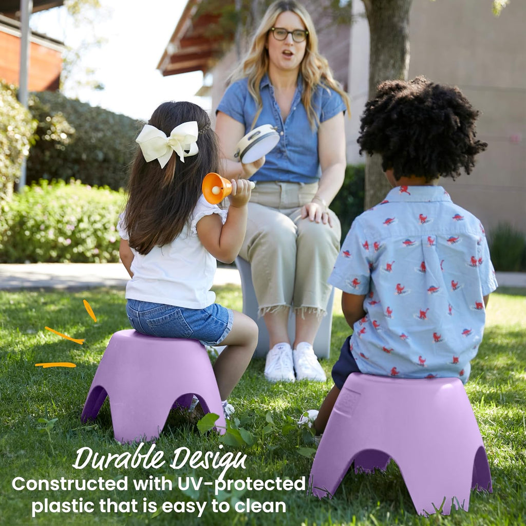 ECR4Kids Ayana Stackable Plastic Stool Seating Set, Children's Furniture, Light Purple, 4-Pack