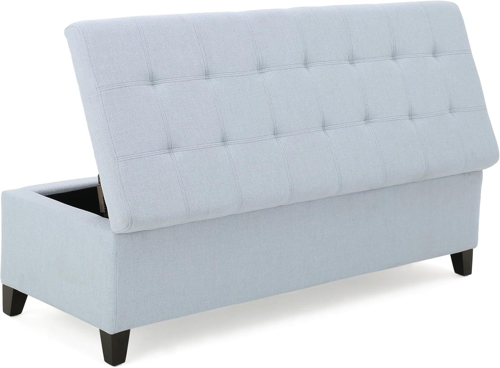 Storage Ottoman Bench, End of Bed Ottoman Bench Legs, Upholstered Entryway Storage Bench, for Bedroom, Living Room, Holds up to 250 lb, Beige (Light Sky)