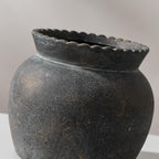 SIDUCAL Ceramic Flower Vase with Wide Mouth Lace, 5.1 Inch Pottery Rustic Farmhouse Boho Vases, Small Terracotta Vase for Home Decor, Table, Living Room, Bathroom, Shelf, Wedding, Bronze