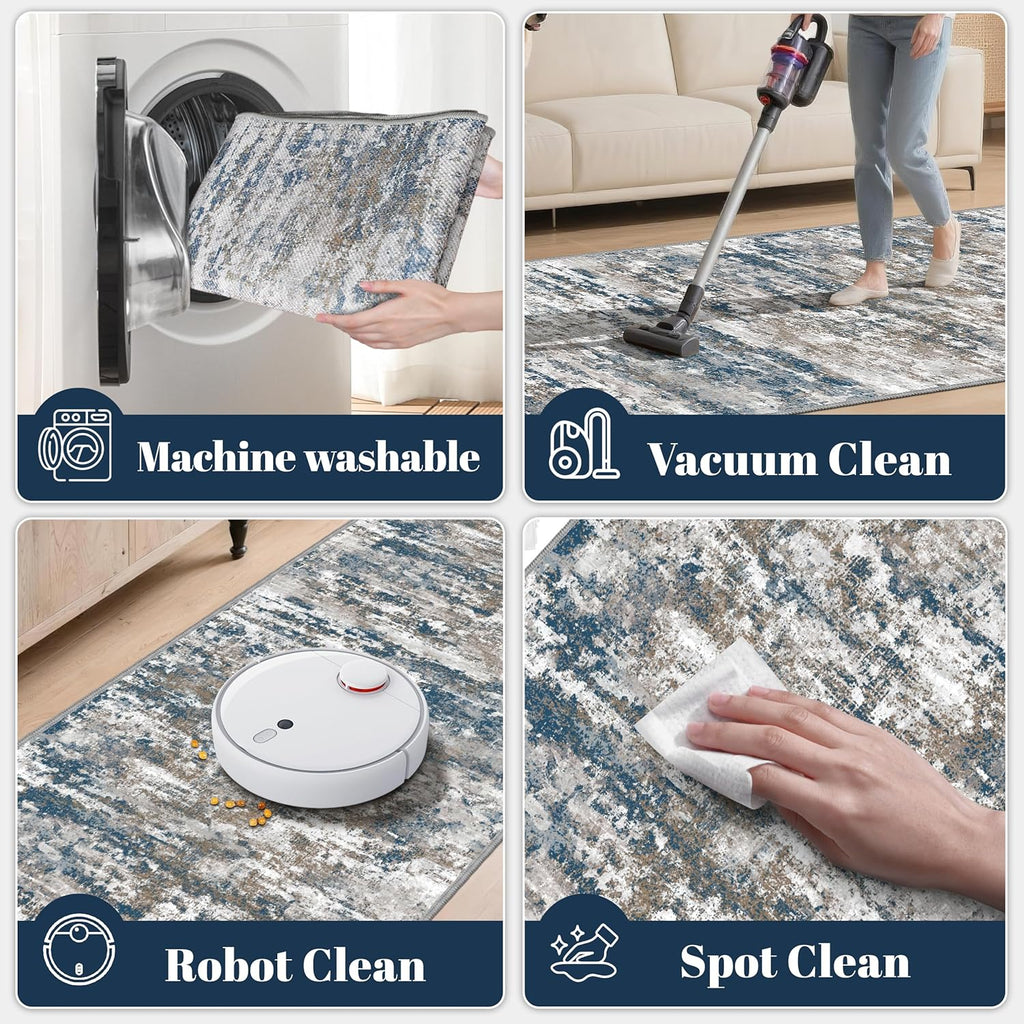 Runners for Hallways Ultra Non-Slip 2x10 Long Runner Rugs Washable Abstract Tear and Stain Resistance No Pile Lightweight Modern Rug Runners for Entryway, Kitchen, Walkway, Entrance, Multi