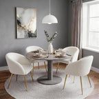 Modern Vanity Chair, Living Room Chair with Metal Legs,Teddy Fabric Dining Chair, Comfy Accent Chair for Makeup Room, Waiting Room, Dressing Room, Bedroom, Dining Room, Home Office (1, White)
