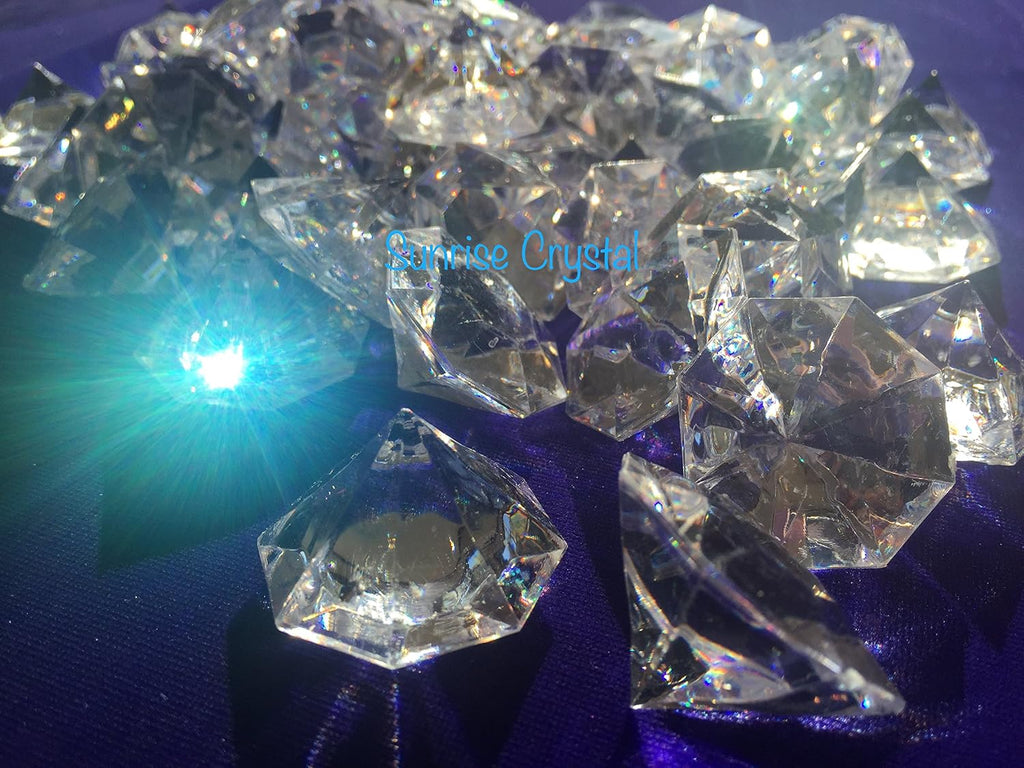 120 Pieces 1" x 1-3/8" (22 mm x 35 mm) Crystal Clear Acrylic Diamond Jewels for Party Decoration, Event, Wedding, Vase Fillers by Sunrise Crystal