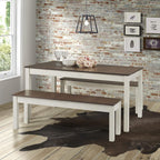 Furniture Dash - Wood Bench - Entryway Bench - Dining Bench - 53.15" W, 12.2" D, 17.72" H - 22lb - White Distressed