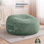 Claiks 8 Ft Giant Foam Bean Bag Chair, Oversized Couch with Removable Cover, Soft Plush Bean Bag Chairs for Adults and for Kids Teens Adults in Living Room, Green