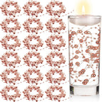 Hicarer 157 Feet 24 Strings Pearl String for Floating Candles Highlight Faux Pearl as Vase Filler Ideal for Wedding Party Garland Home Table Centerpieces Decor(Rose Gold)