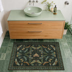 Hazo Haus 2x3 Entry Way Rugs Indoor - Dark Green Small Throw Rug for Kitchen, Bathroom, Insect Boho Design, Washable Non Slip Stain Resistant