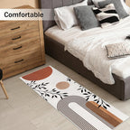 Boho Runner Rug 2x6 for Hallway Beige Abstract Modern Home Decor Soft Throw Carpet Non Slip Entryway Mat Washable Area Rug for Laundry Bedroom Bathroom (Brown, 2' x 6')